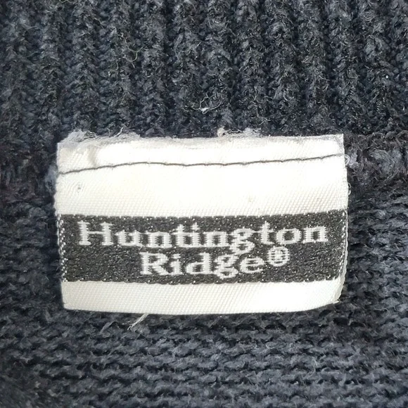 Vintage Huntington Ridge Floral Rose Knit Sweater Button Neck Pearl Detail Gray - Picture 4 of 16